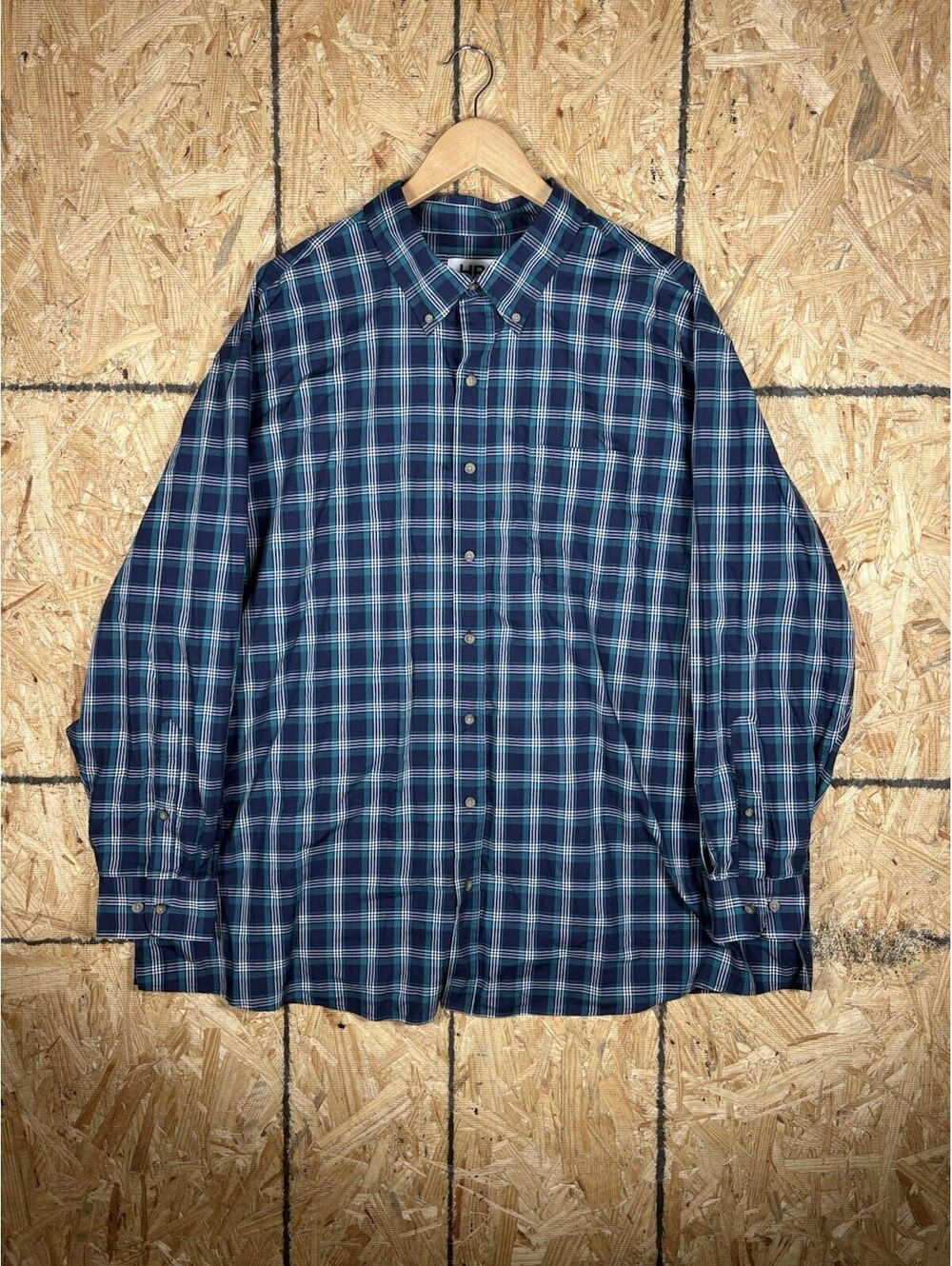 HB Men’s 2XL Blue Green Plaid Button Down Shirt Long Sleeve Casual